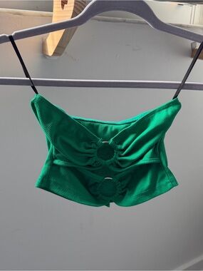 Green crop top with cut out detail
